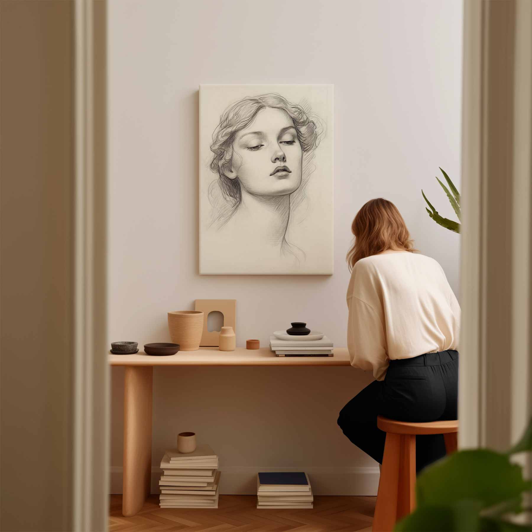 Dromerige Potloodschets Kunstwerk-canvas-dibond-plexiglas-wanddecoratie-WallArtistic