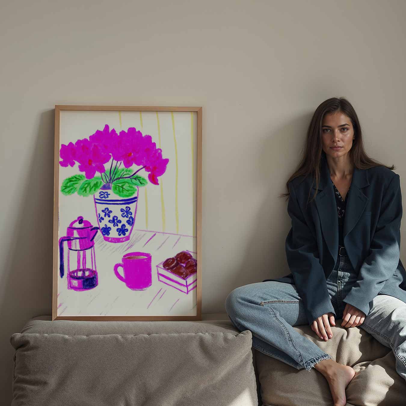 Gezellige Koffiehoek in Bloei Poster