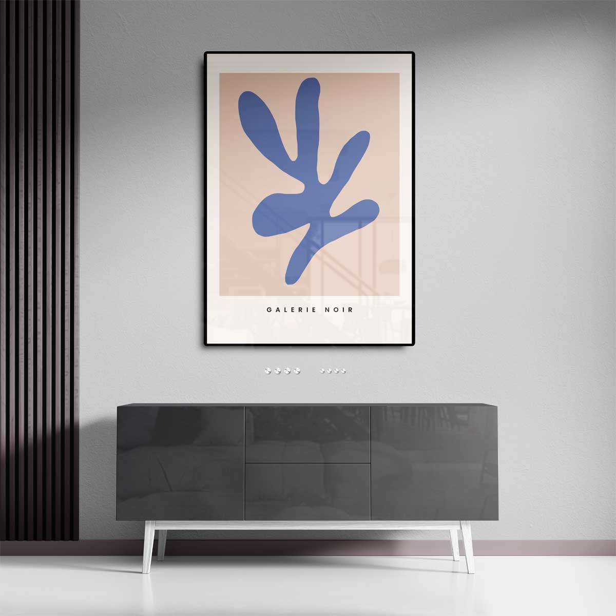 Abstracte Blauw Op Beige Kunstwerk-canvas-dibond-plexiglas-wanddecoratie-WallArtistic