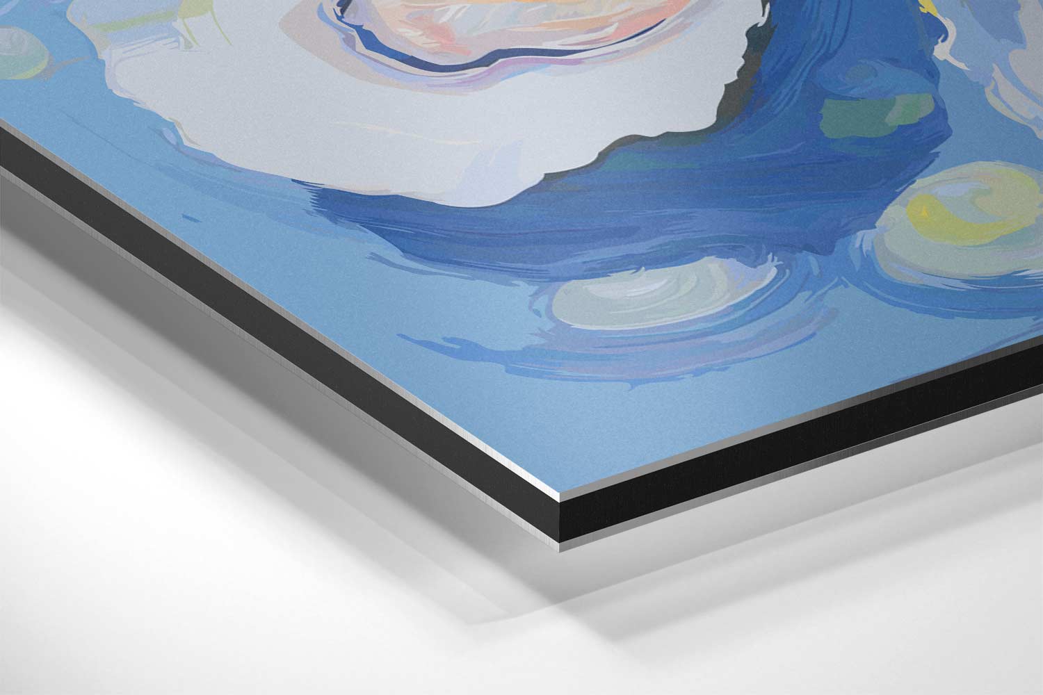 Dromerige Oesters op Blauw Kunstwerk-canvas-dibond-plexiglas-wanddecoratie-WallArtistic