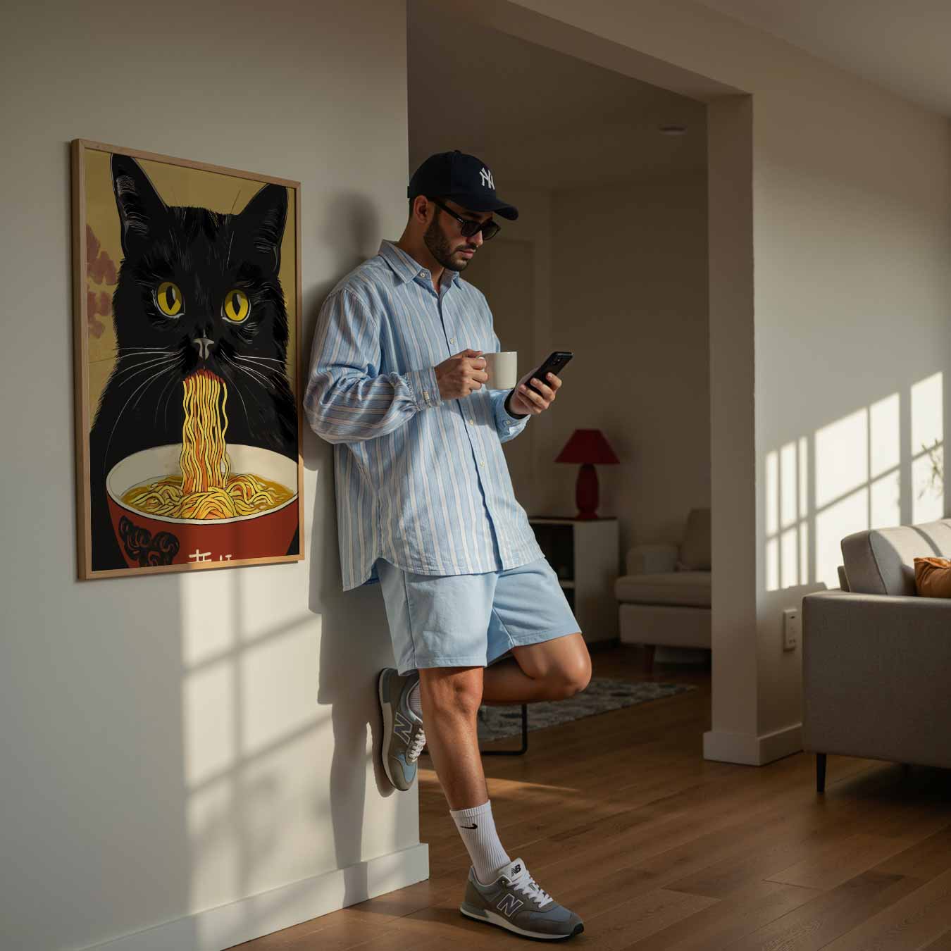 Noodle Cat Art Poster-WallArtistic