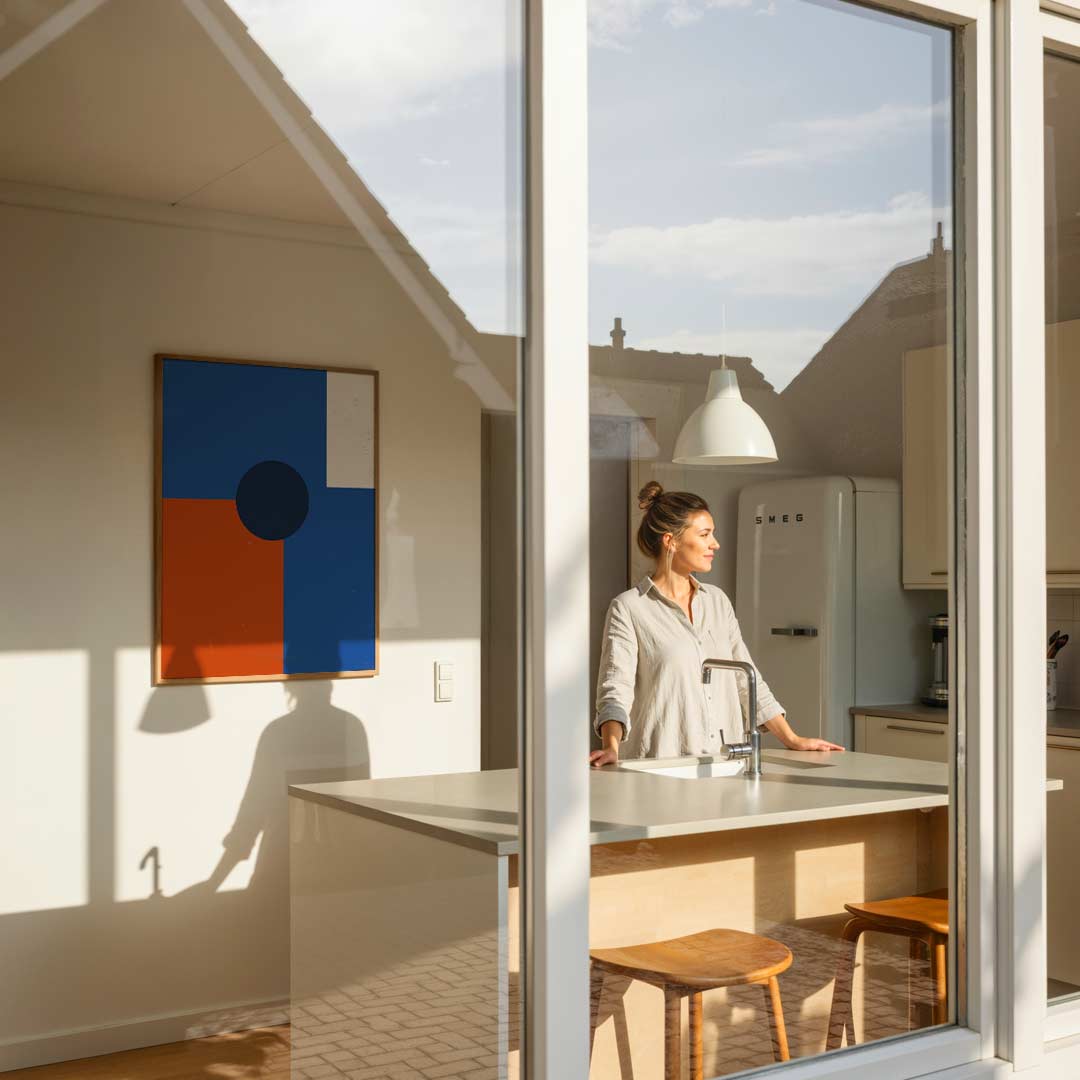 Stijlvolle Blauwe Geometrische Poster-WallArtistic