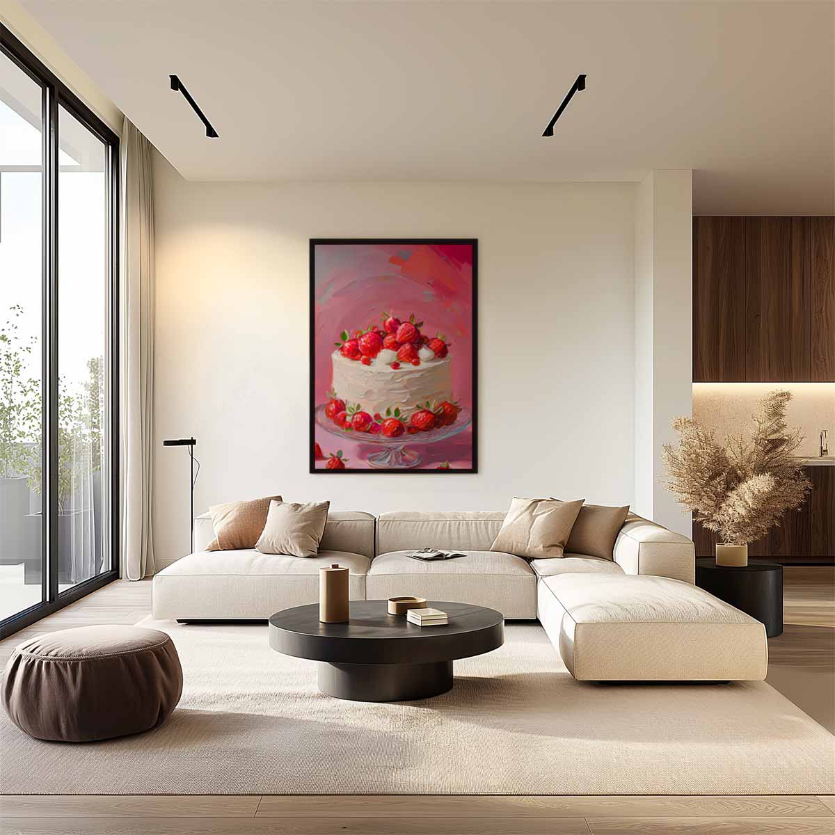 Aardbei Taart Kunstwerk Kunstwerk-canvas-dibond-plexiglas-wanddecoratie-WallArtistic
