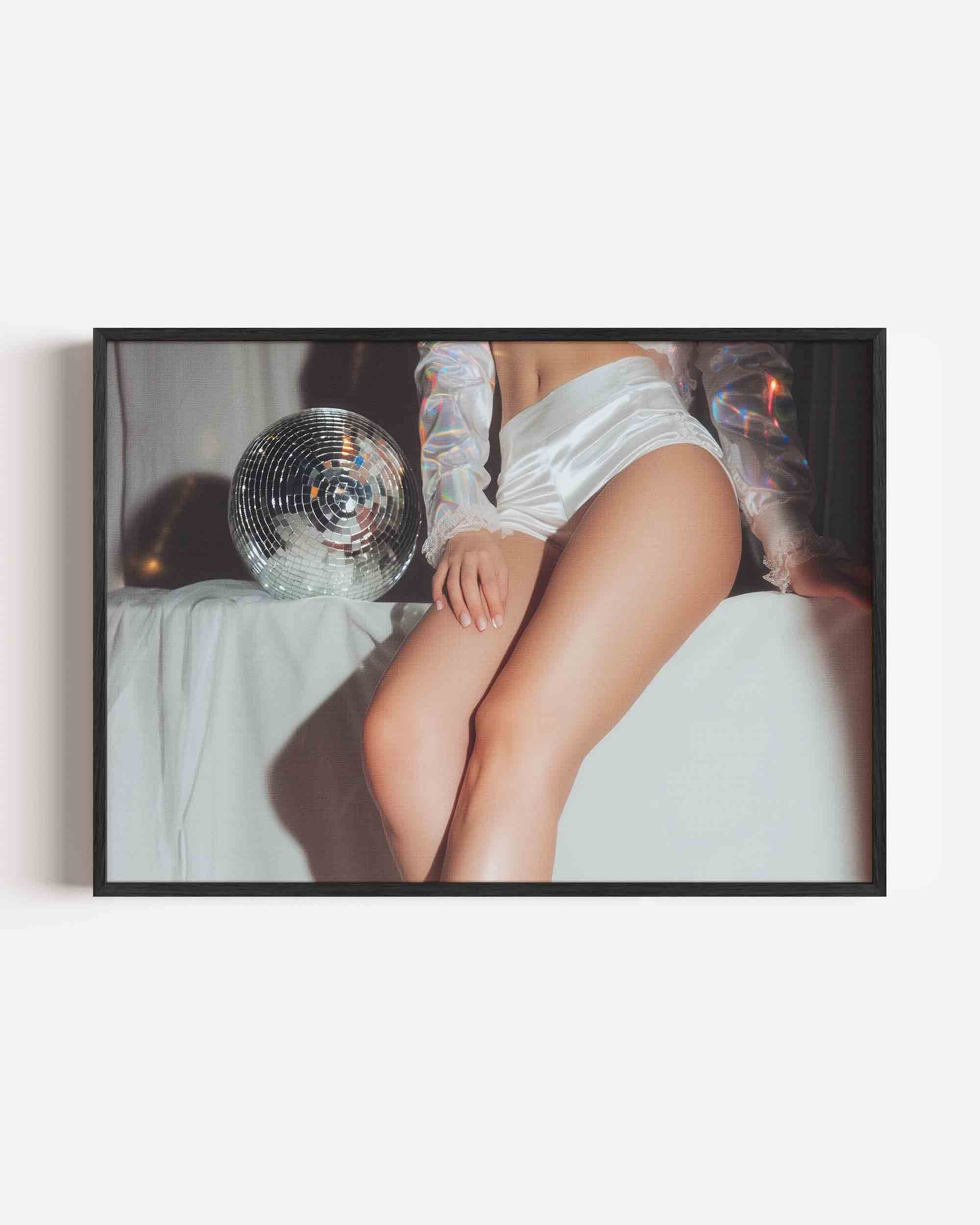 Glanzende disco en witte stof Poster