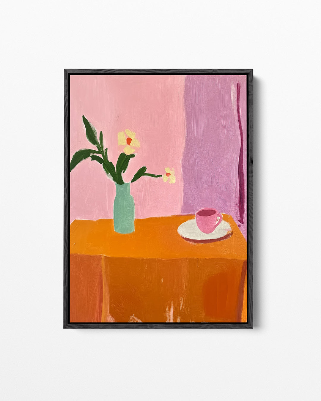 Kleurrijke bloem en kopje Kunstwerk