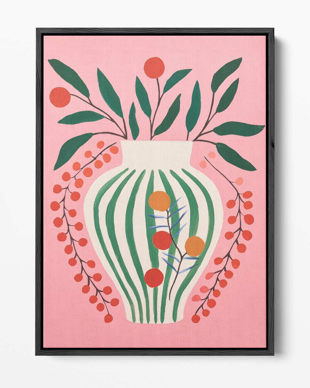 Vrolijke Vaas op Roze Achtergrond Kunstwerk-canvas-dibond-plexiglas-wanddecoratie-WallArtistic