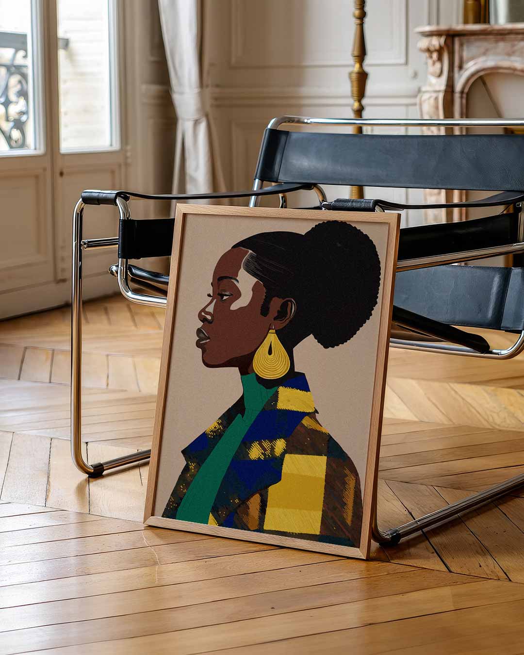 Chic Portret Met Gouden Accenten Poster