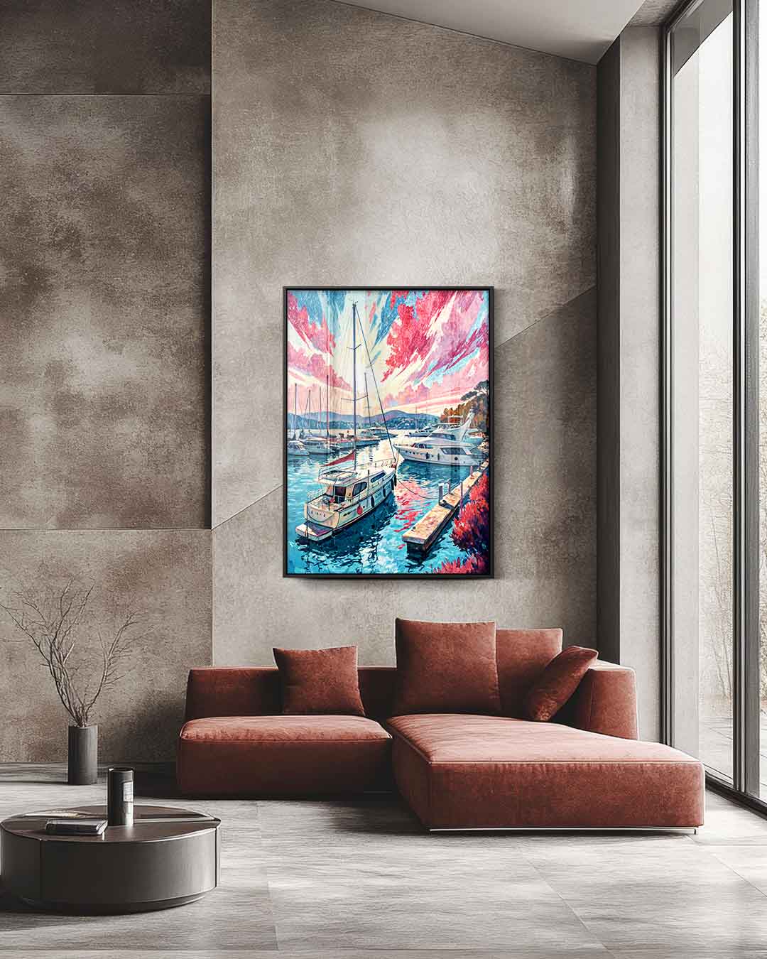 Magische Havenscène bij Zonsondergang Kunstwerk-canvas-dibond-plexiglas-wanddecoratie-WallArtistic