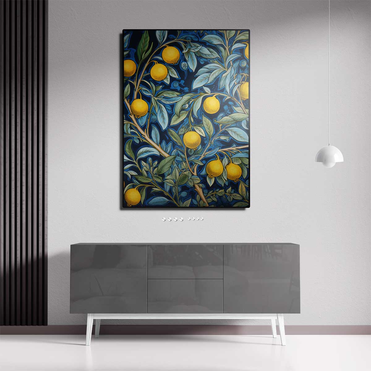 Zonnige Citroenen op Blauw Kunstwerk-canvas-dibond-plexiglas-wanddecoratie-WallArtistic