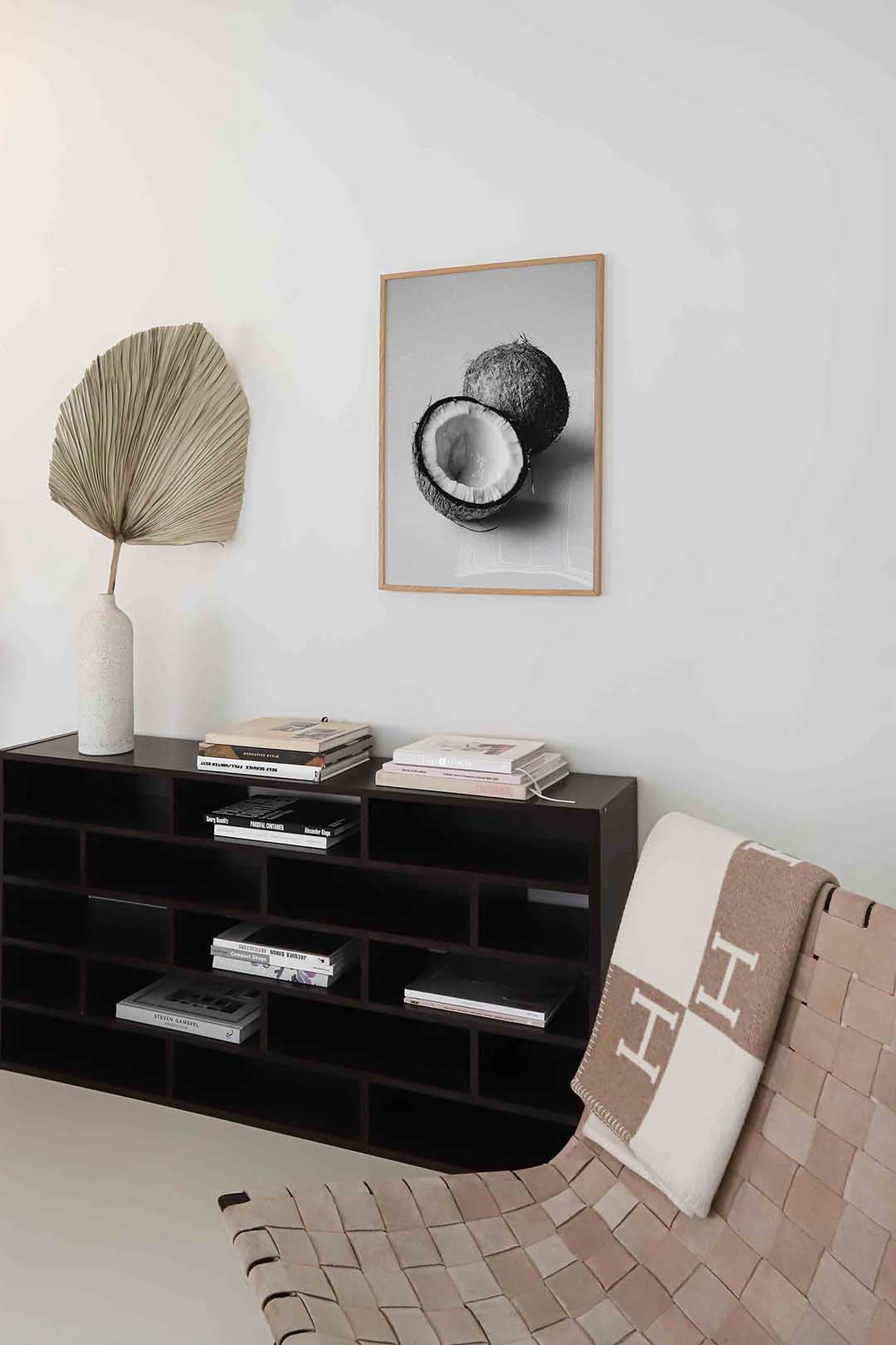 Kokosnoot zwart wit Poster