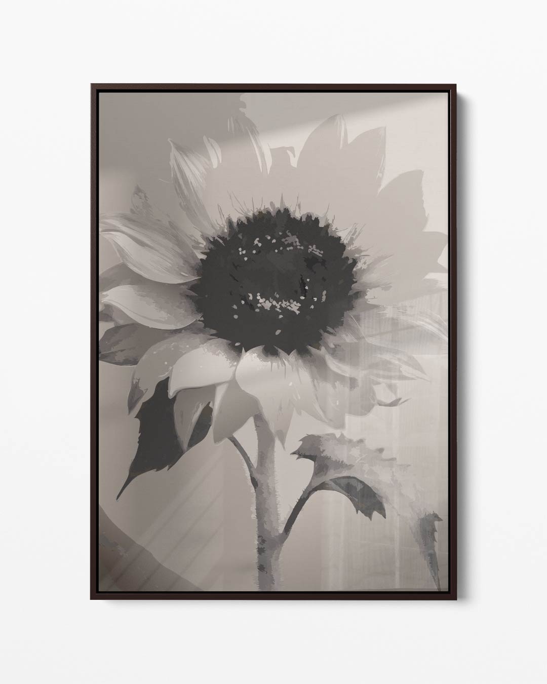Zwart-wit Zonnebloem Print Kunstwerk-canvas-dibond-plexiglas-wanddecoratie-WallArtistic