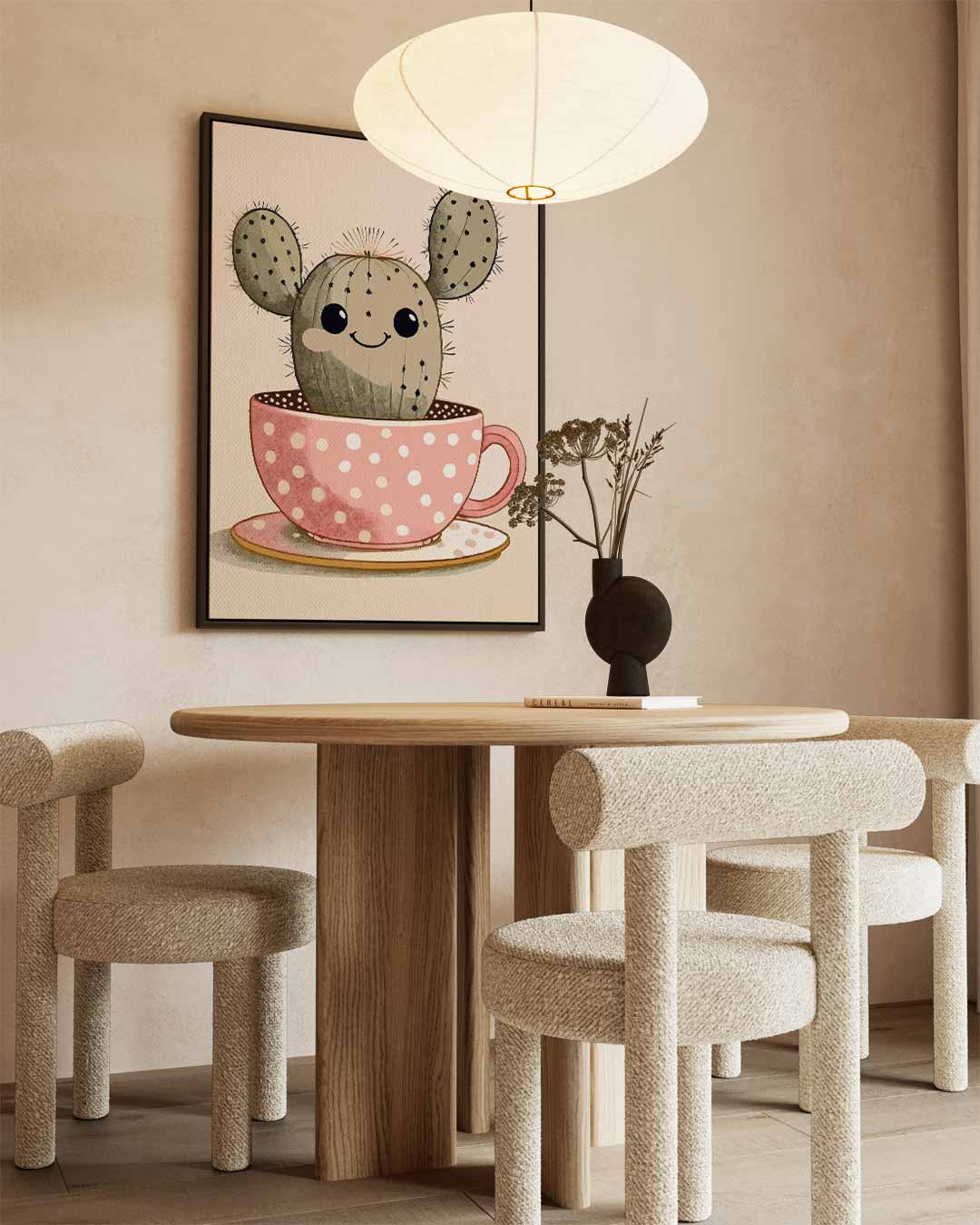 Vrolijke Cactus in Kopje Kunstwerk-canvas-dibond-plexiglas-wanddecoratie-WallArtistic