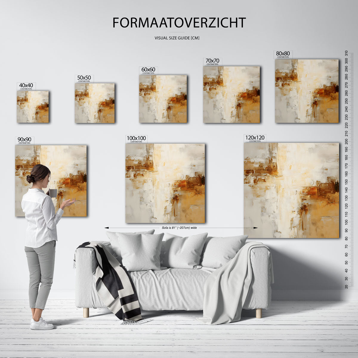 Abstracte beige en bruine Poster