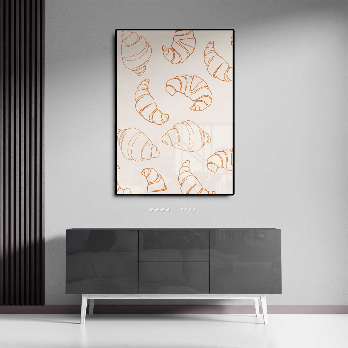 Croissant Illustratie Patroon Kunstwerk-canvas-dibond-plexiglas-wanddecoratie-WallArtistic