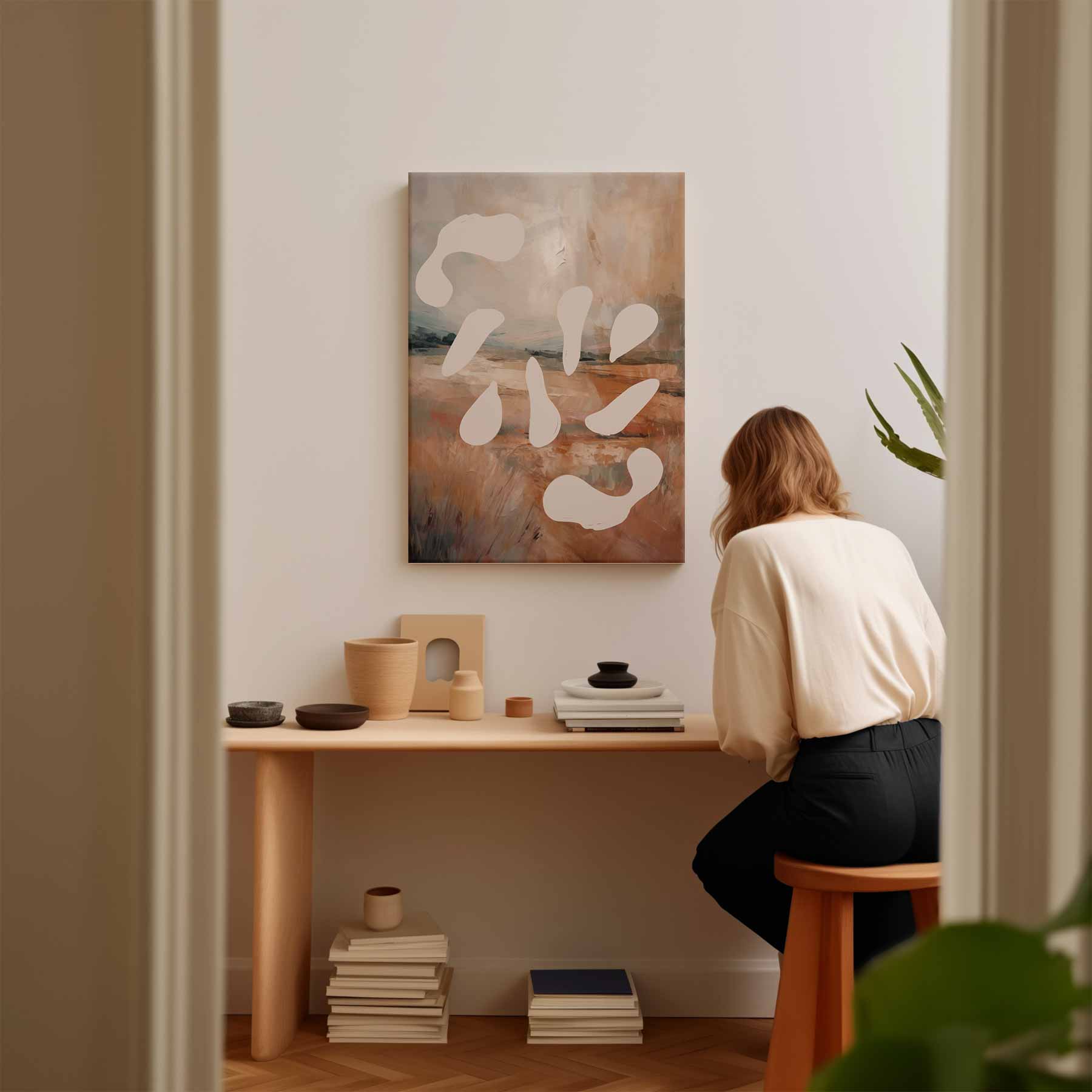 Abstract Landschap met Vormen Kunstwerk-canvas-dibond-plexiglas-wanddecoratie-WallArtistic