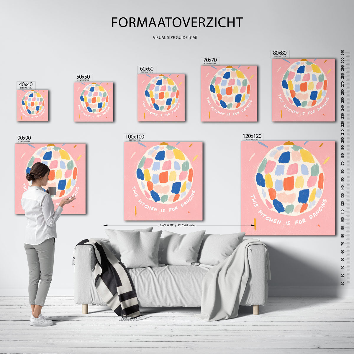 Gekleurde bol op roze Poster