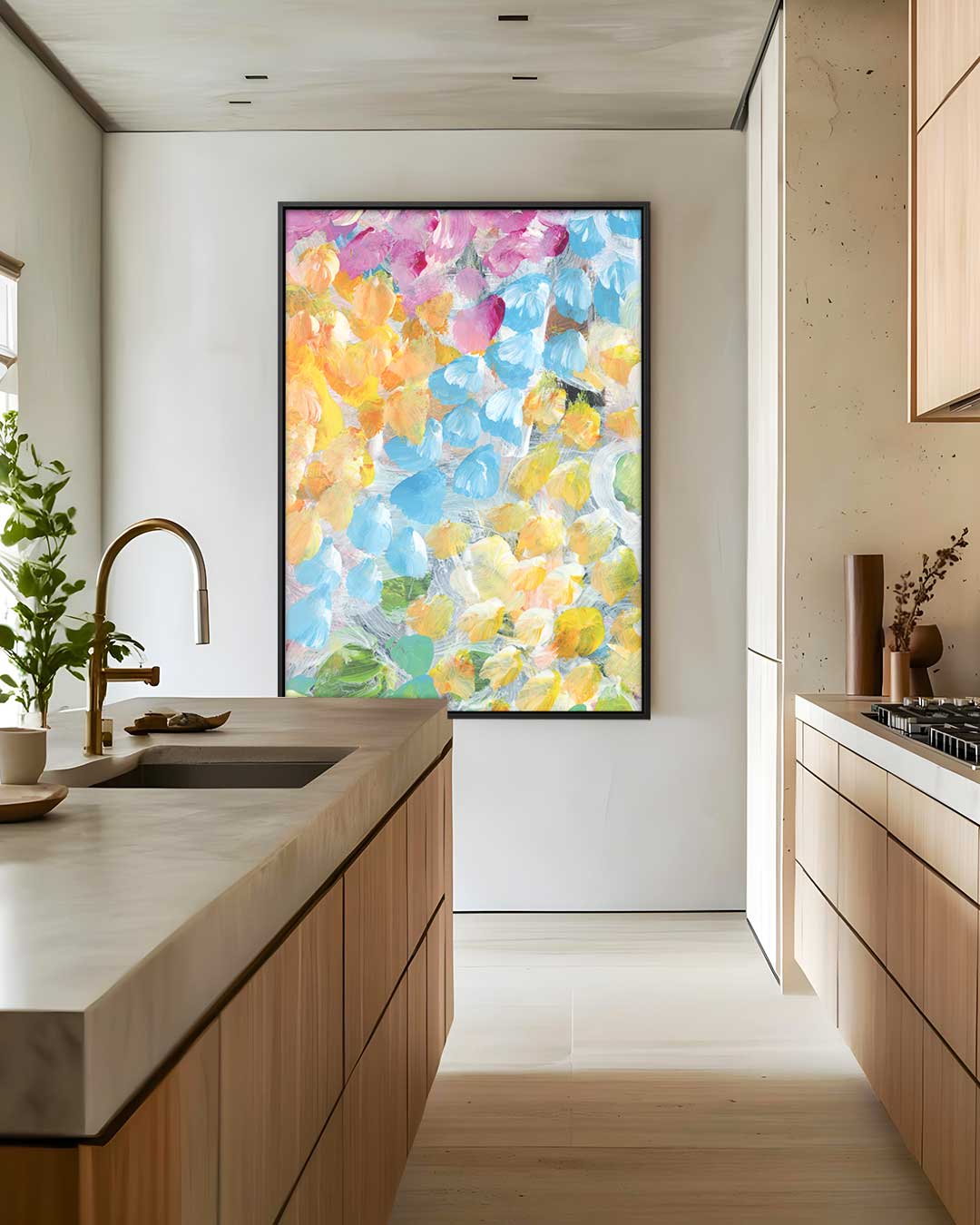 Vrolijke Kleurenexplosie Kunstwerk-canvas-dibond-plexiglas-wanddecoratie-WallArtistic