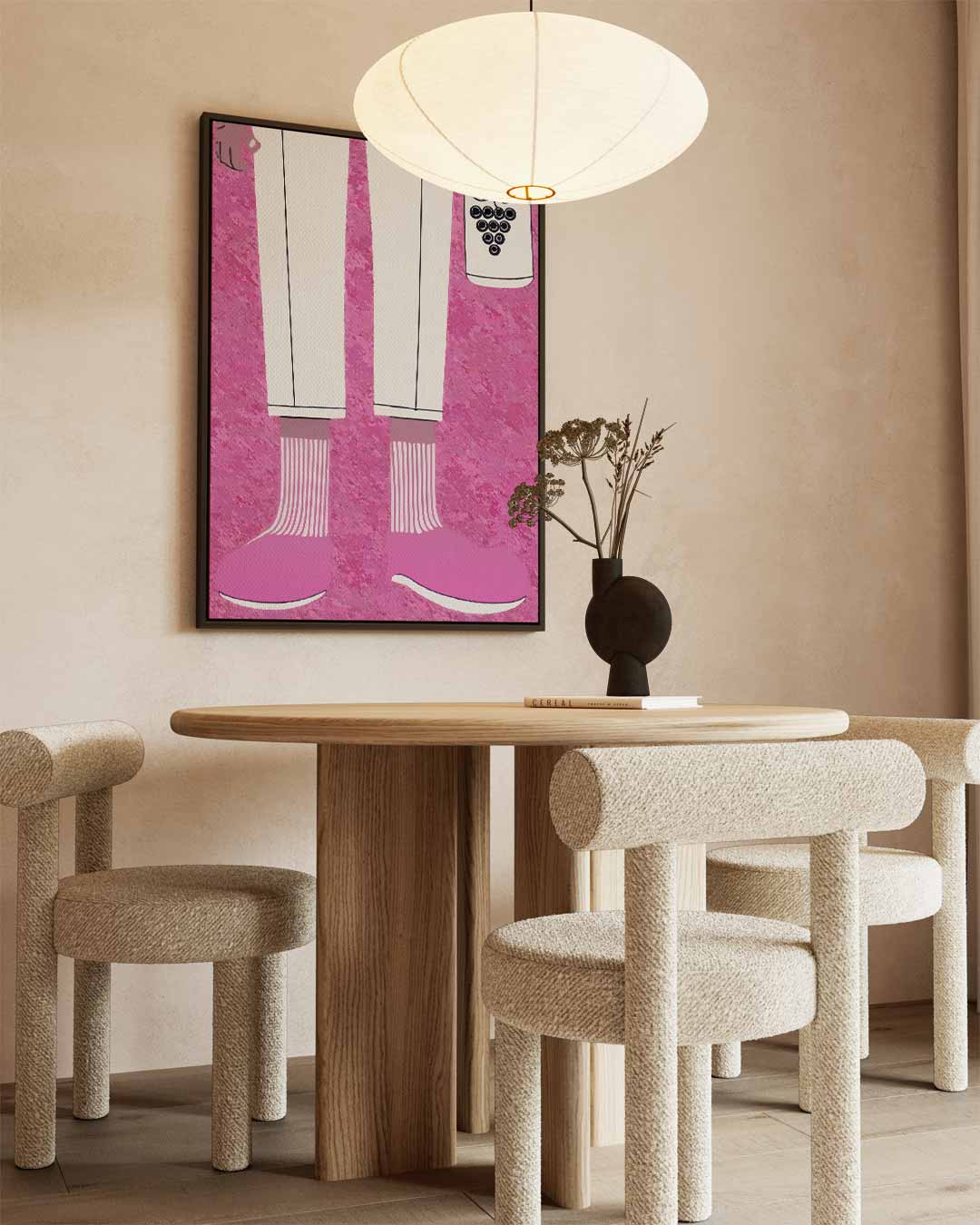 Hippe Sokken en Druivenfles Illustratie Kunstwerk-canvas-dibond-plexiglas-wanddecoratie-WallArtistic