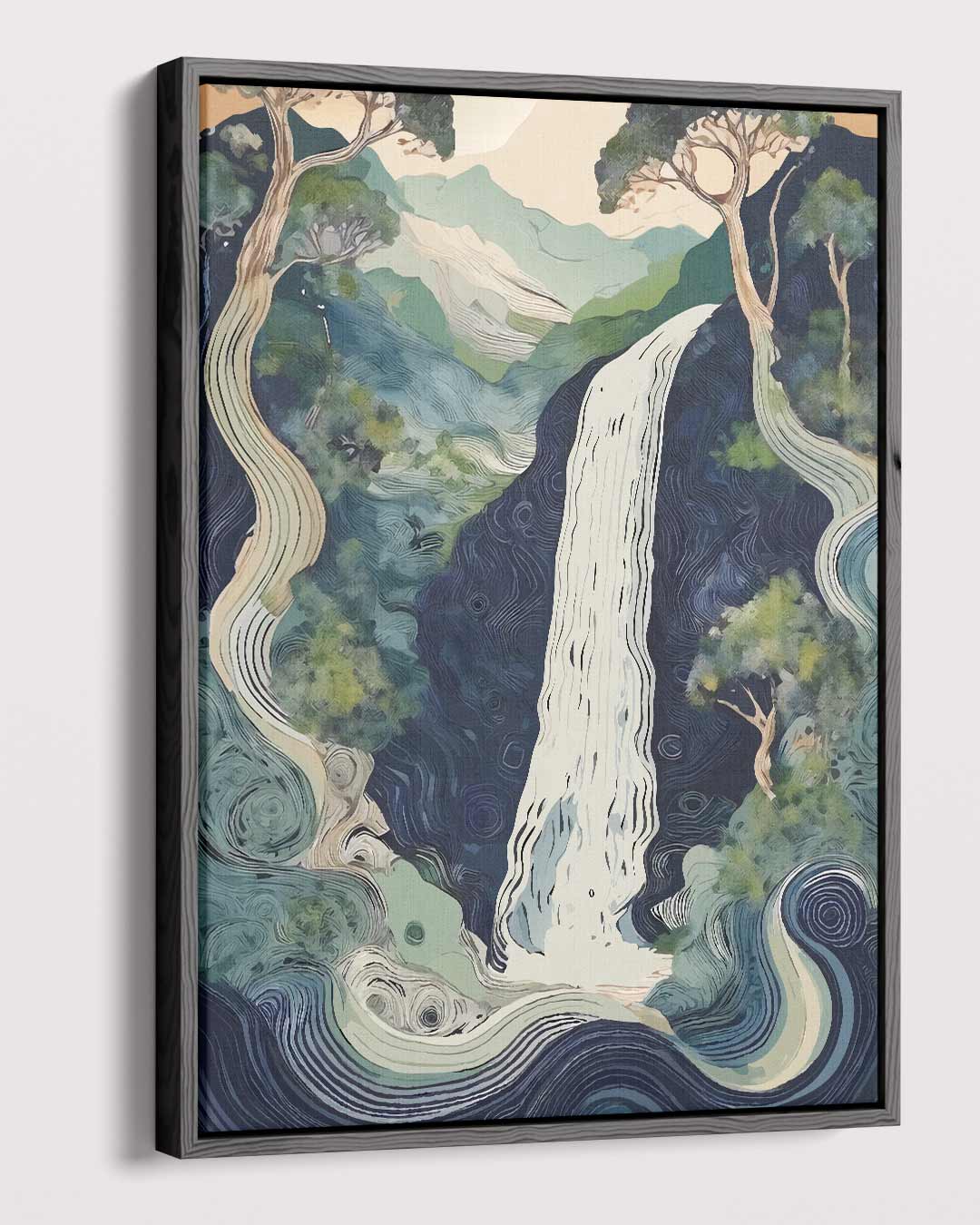 Waterval in betoverend landschap Kunstwerk-canvas-dibond-plexiglas-wanddecoratie-WallArtistic