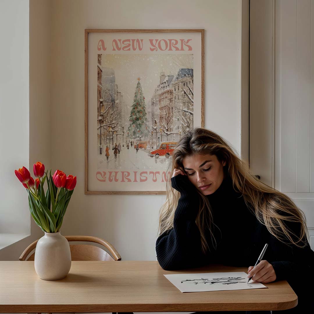 Sfeervolle New York Kerstmis Poster-WallArtistic