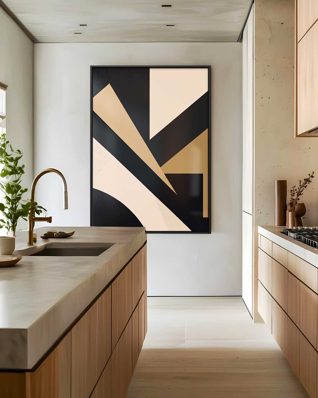 Strakke Geometrie in Aardetinten Kunstwerk-canvas-dibond-plexiglas-wanddecoratie-WallArtistic