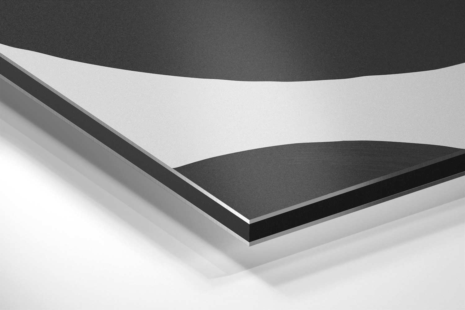 Zwarte Golven op Witte Achtergrond Kunstwerk-canvas-dibond-plexiglas-wanddecoratie-WallArtistic