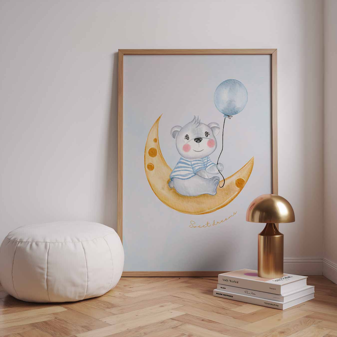 Dromerige Beer op Maan Poster-WallArtistic