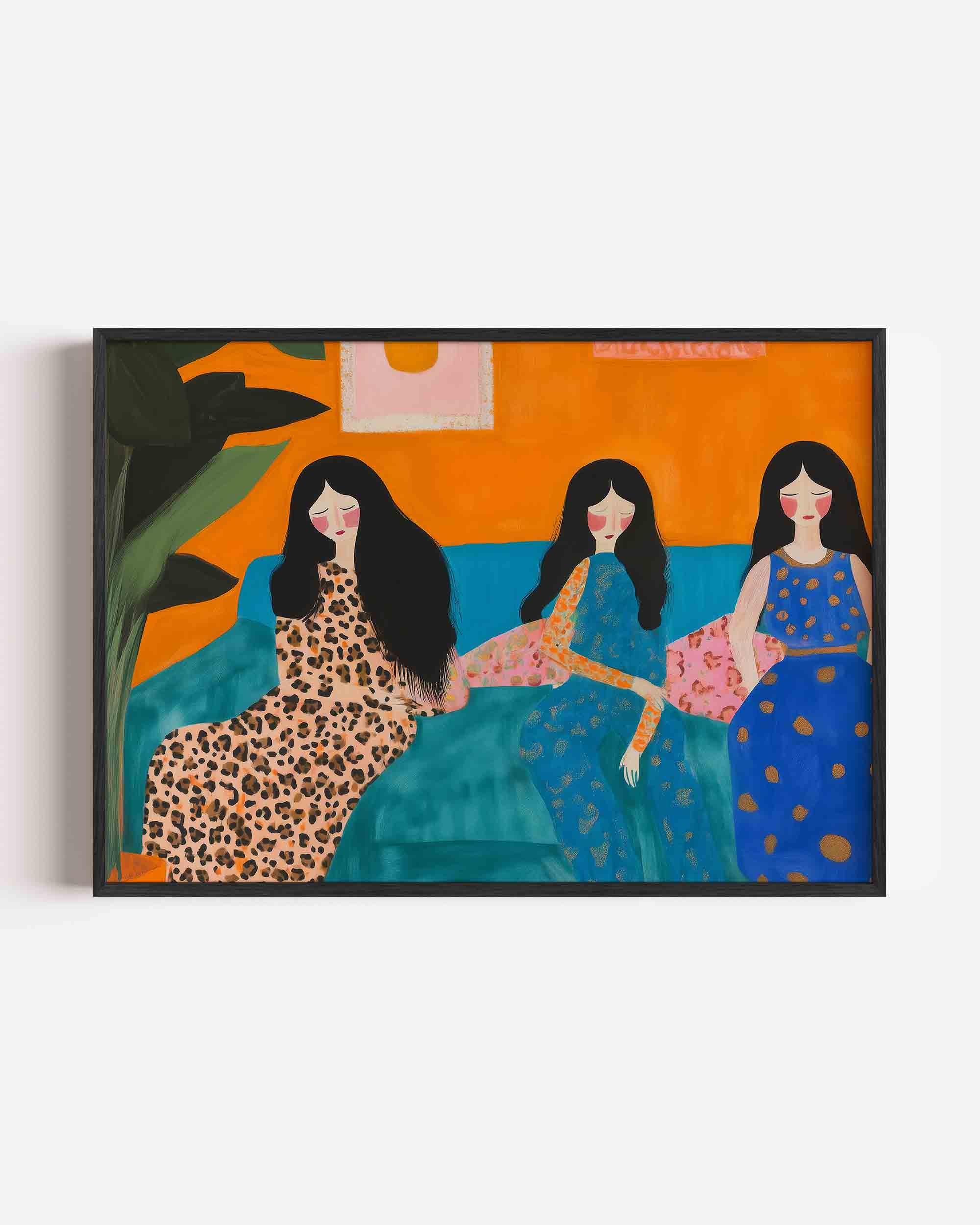 Drie vrouwen op bank Poster