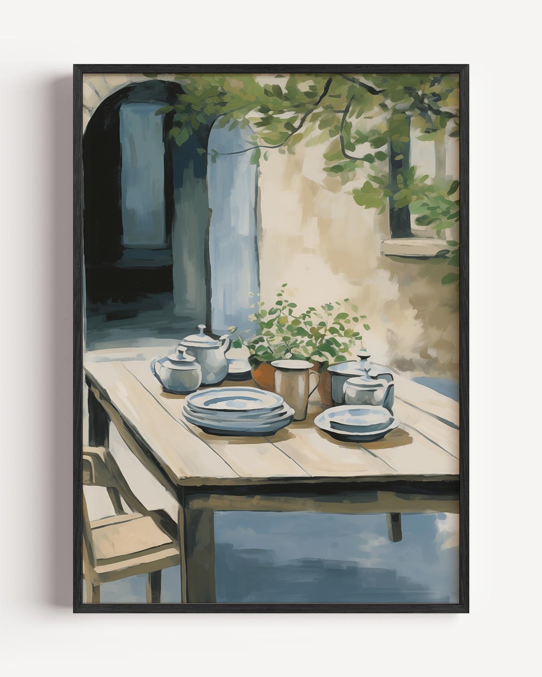 Zonnige Patio Tafelscène Poster-WallArtistic