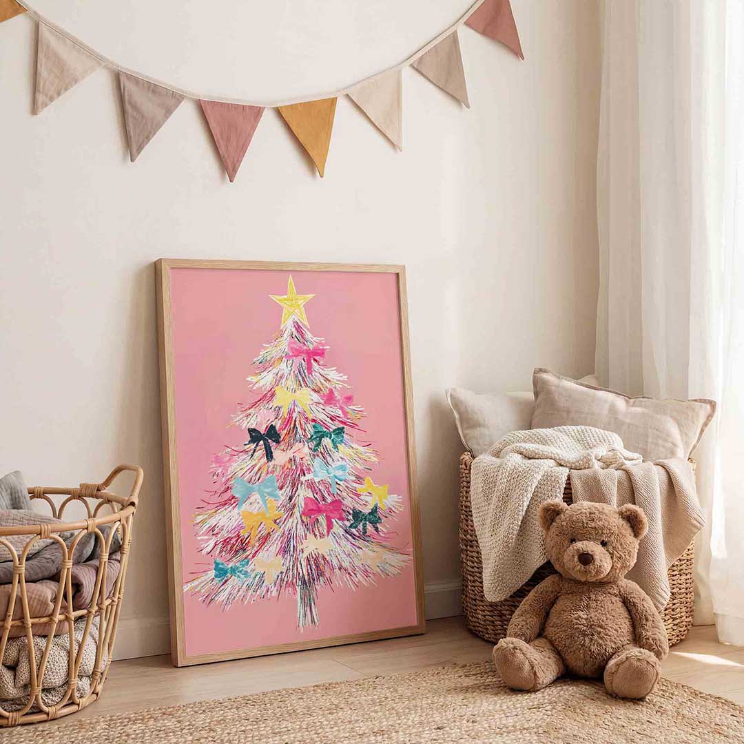 Kerstboom met strikken Poster