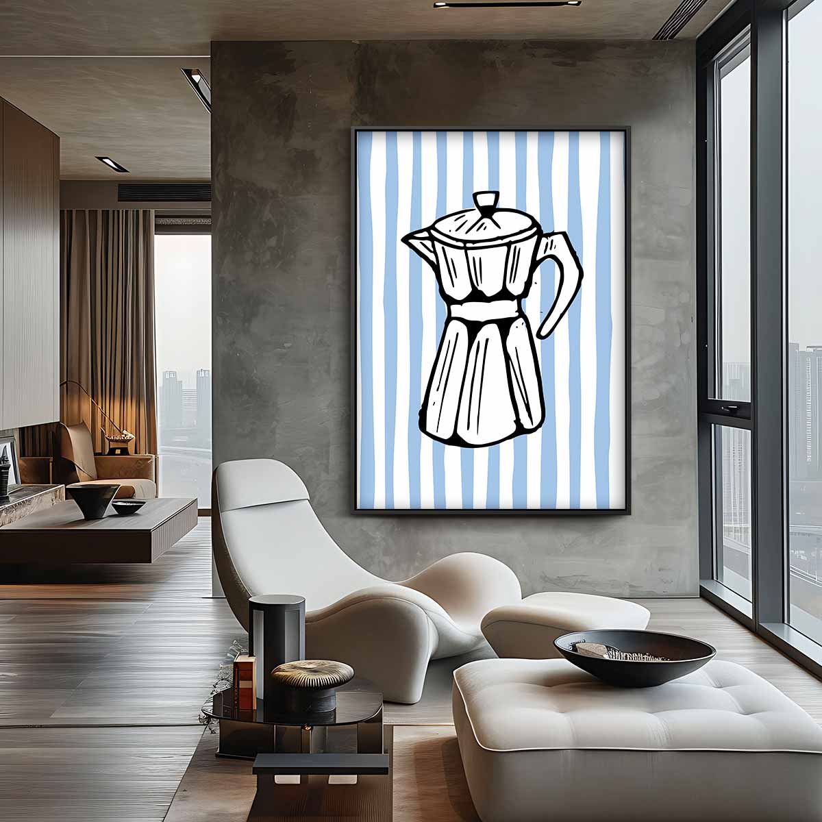 Retro Koffiepot Illustratie Kunstwerk-canvas-dibond-plexiglas-wanddecoratie-WallArtistic