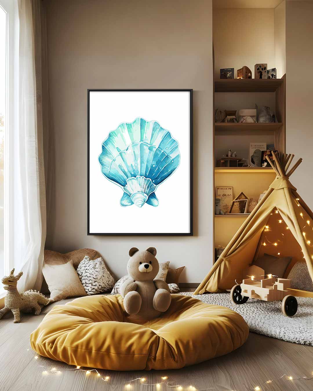 Zeeschelp Aquarelprint Kunstwerk-canvas-dibond-plexiglas-wanddecoratie-WallArtistic