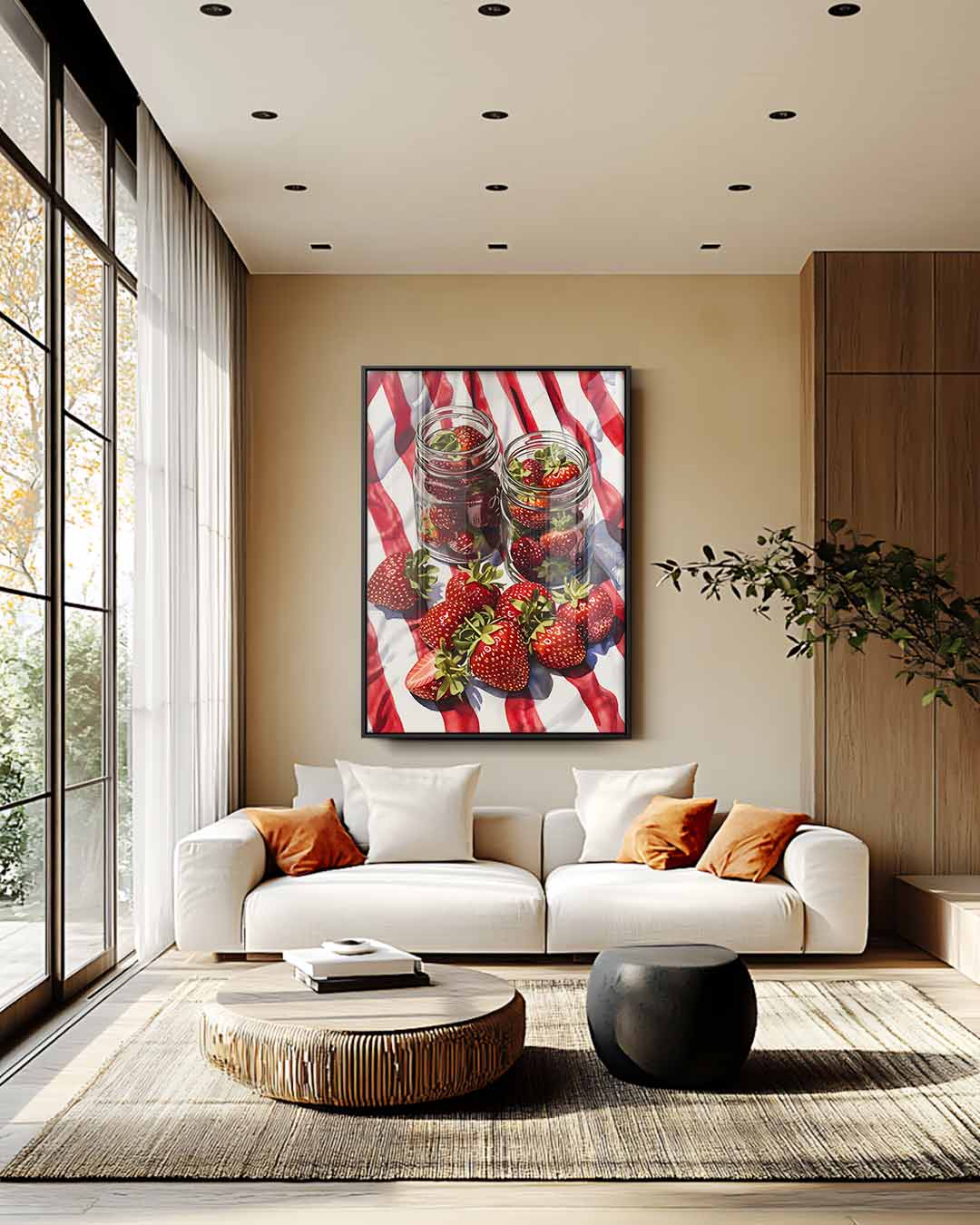 Aardbeien in Potten Schilderij Kunstwerk-canvas-dibond-plexiglas-wanddecoratie-WallArtistic