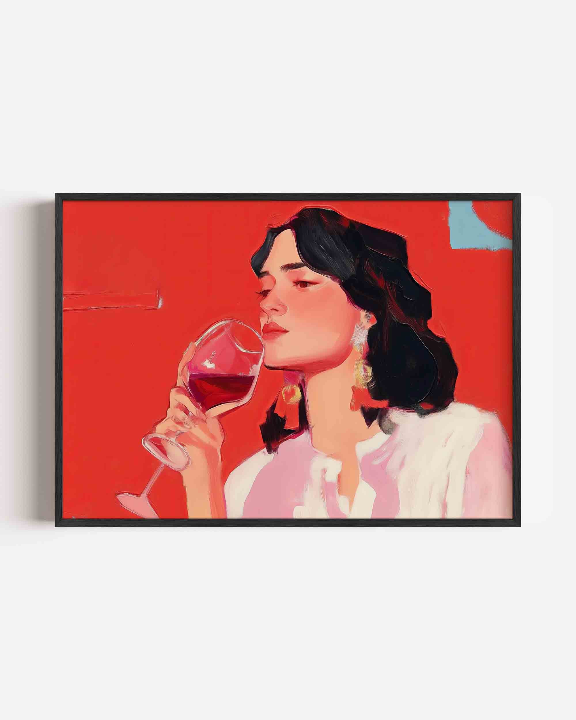 Vrouw met wijnglas Poster