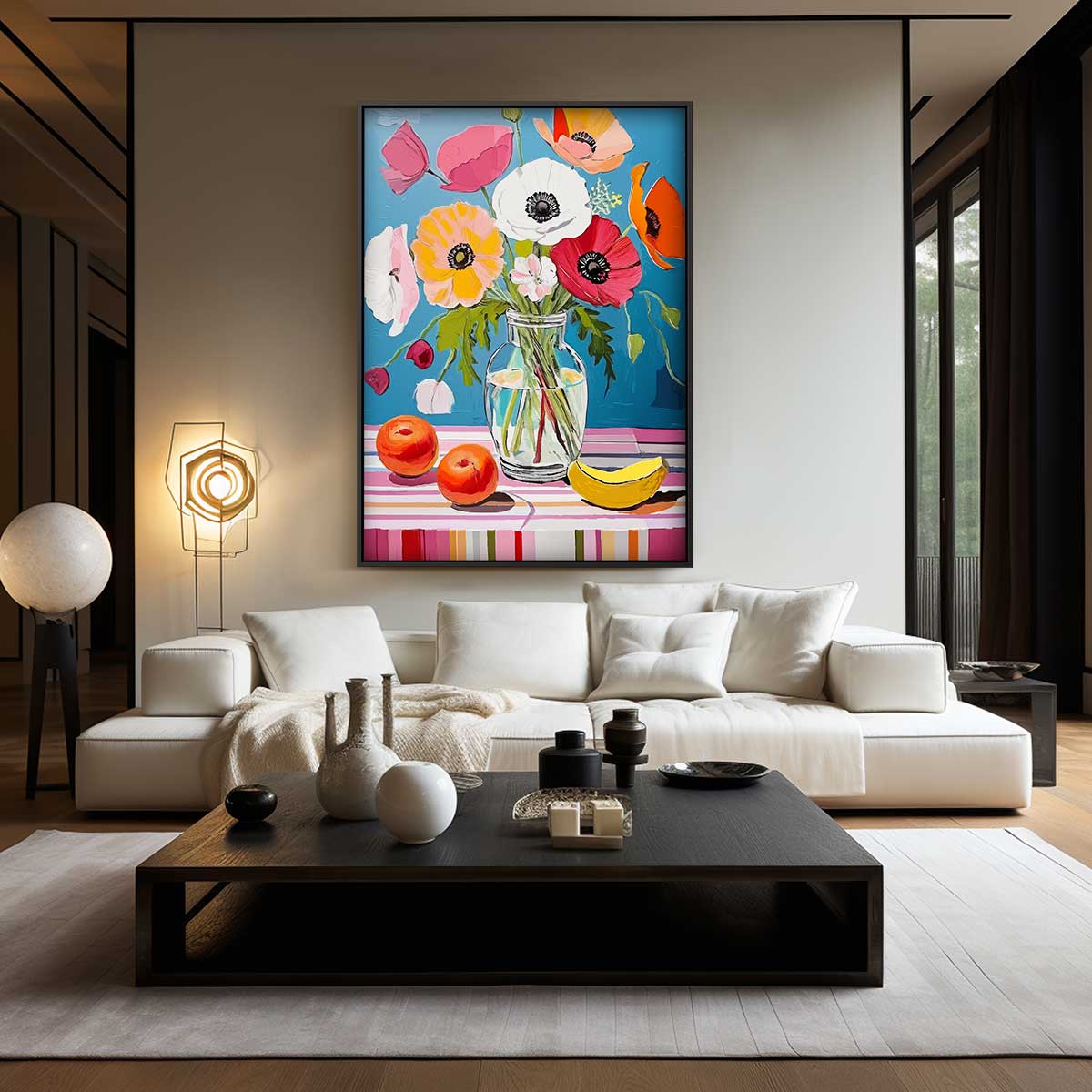 Bloemrijke Kleurenpracht in Vaas Kunstwerk-canvas-dibond-plexiglas-wanddecoratie-WallArtistic