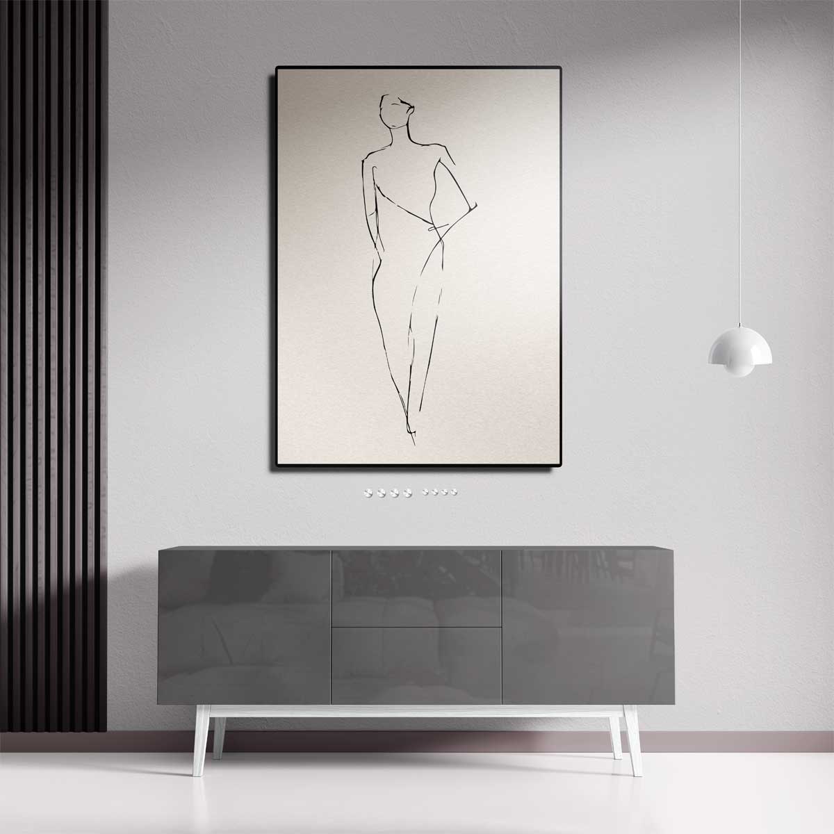 Elegante Lijntekening van een Vrouw Kunstwerk-canvas-dibond-plexiglas-wanddecoratie-WallArtistic