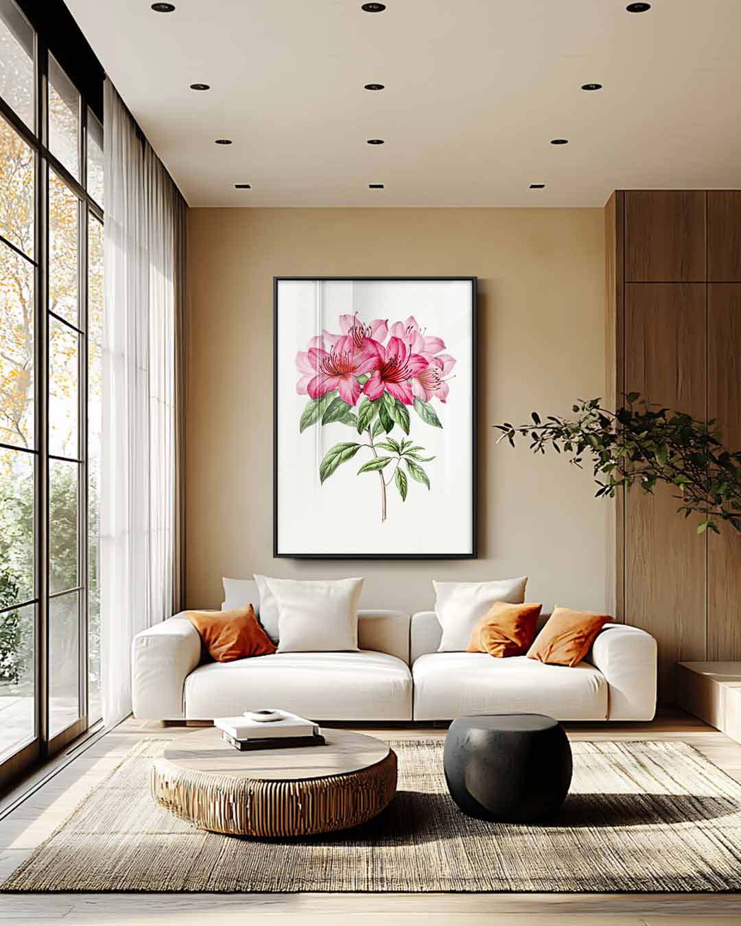 Schilderij van Azalea Bloemen Kunstwerk-canvas-dibond-plexiglas-wanddecoratie-WallArtistic