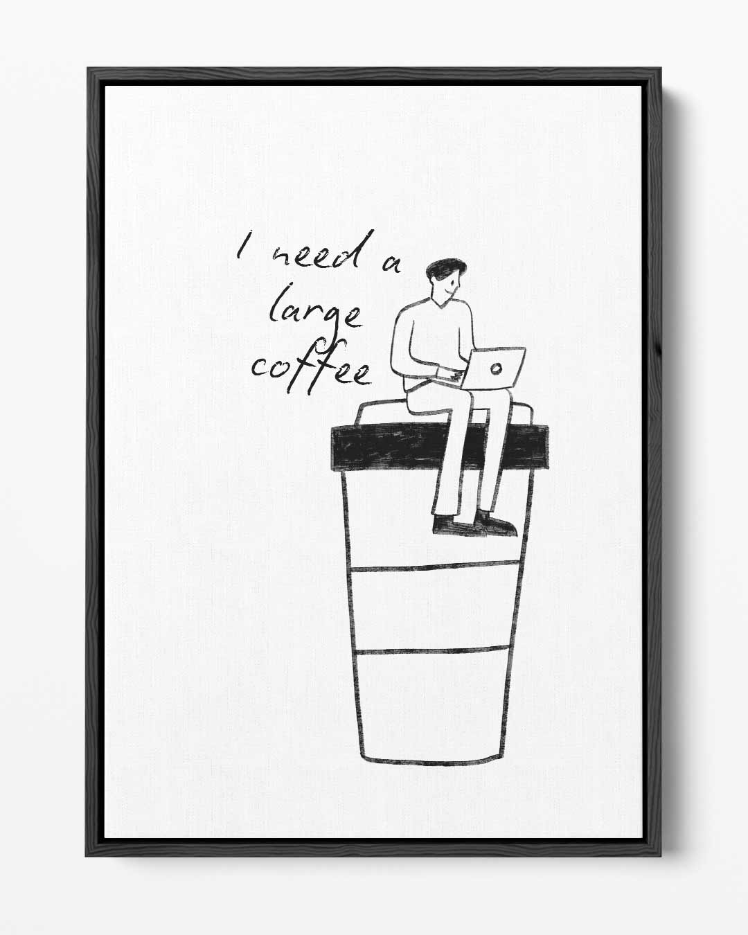 Laptopwerker op Koffiebeker Kunstwerk-canvas-dibond-plexiglas-wanddecoratie-WallArtistic