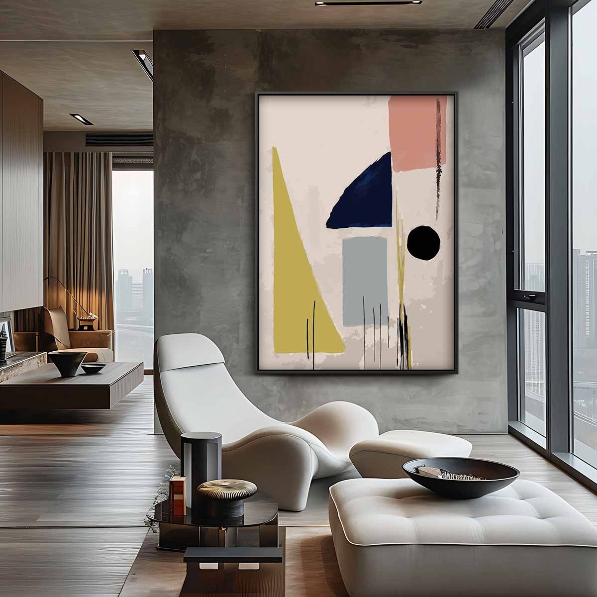 Abstracte Geometrische Vormen Kunstwerk-canvas-dibond-plexiglas-wanddecoratie-WallArtistic