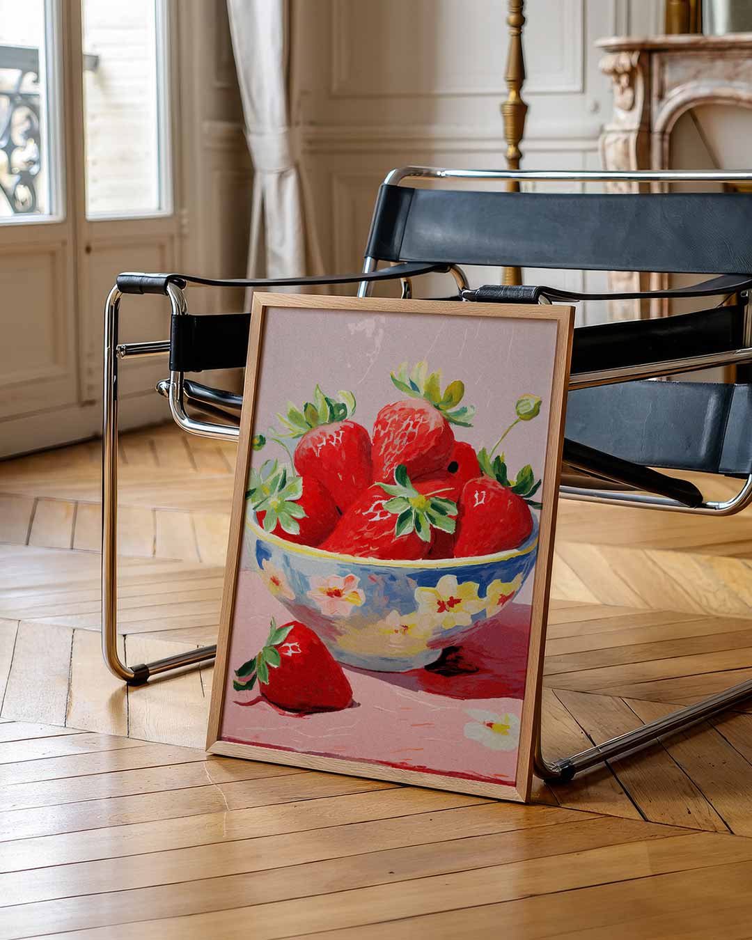 Aardbeien in Bloemenkom Poster-WallArtistic