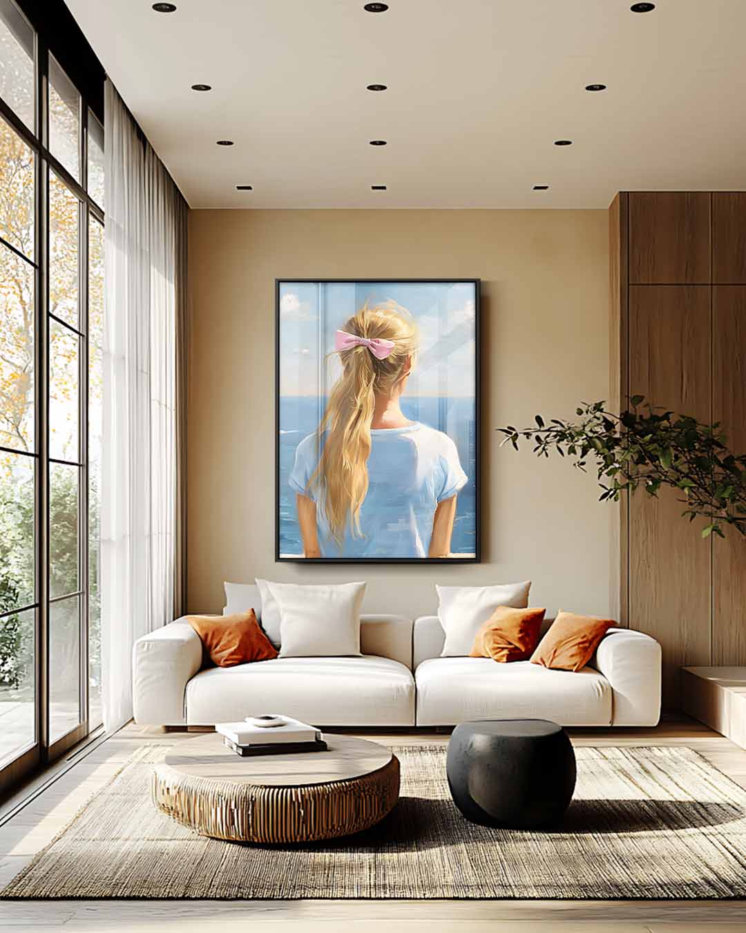 Meisje aan Zee Kunstwerk-canvas-dibond-plexiglas-wanddecoratie-WallArtistic