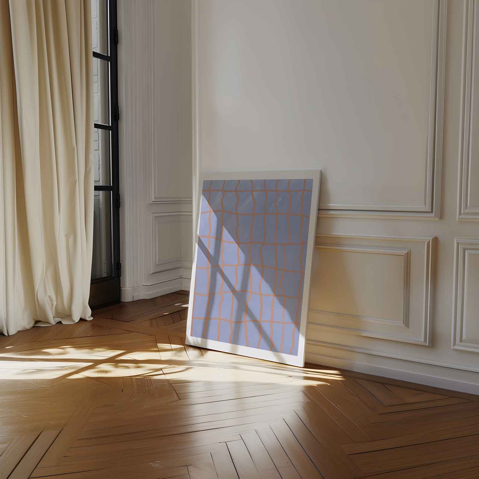 Speels Blauwe Abstractie Kunstwerk-canvas-dibond-plexiglas-wanddecoratie-WallArtistic
