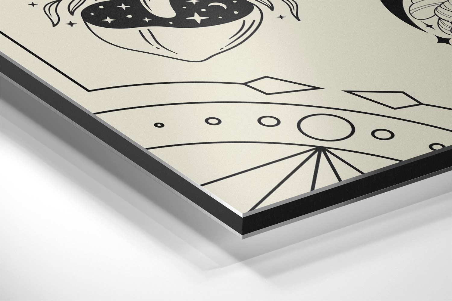 Mystieke Kat en Paddenstoelen Illustratie Kunstwerk-canvas-dibond-plexiglas-wanddecoratie-WallArtistic