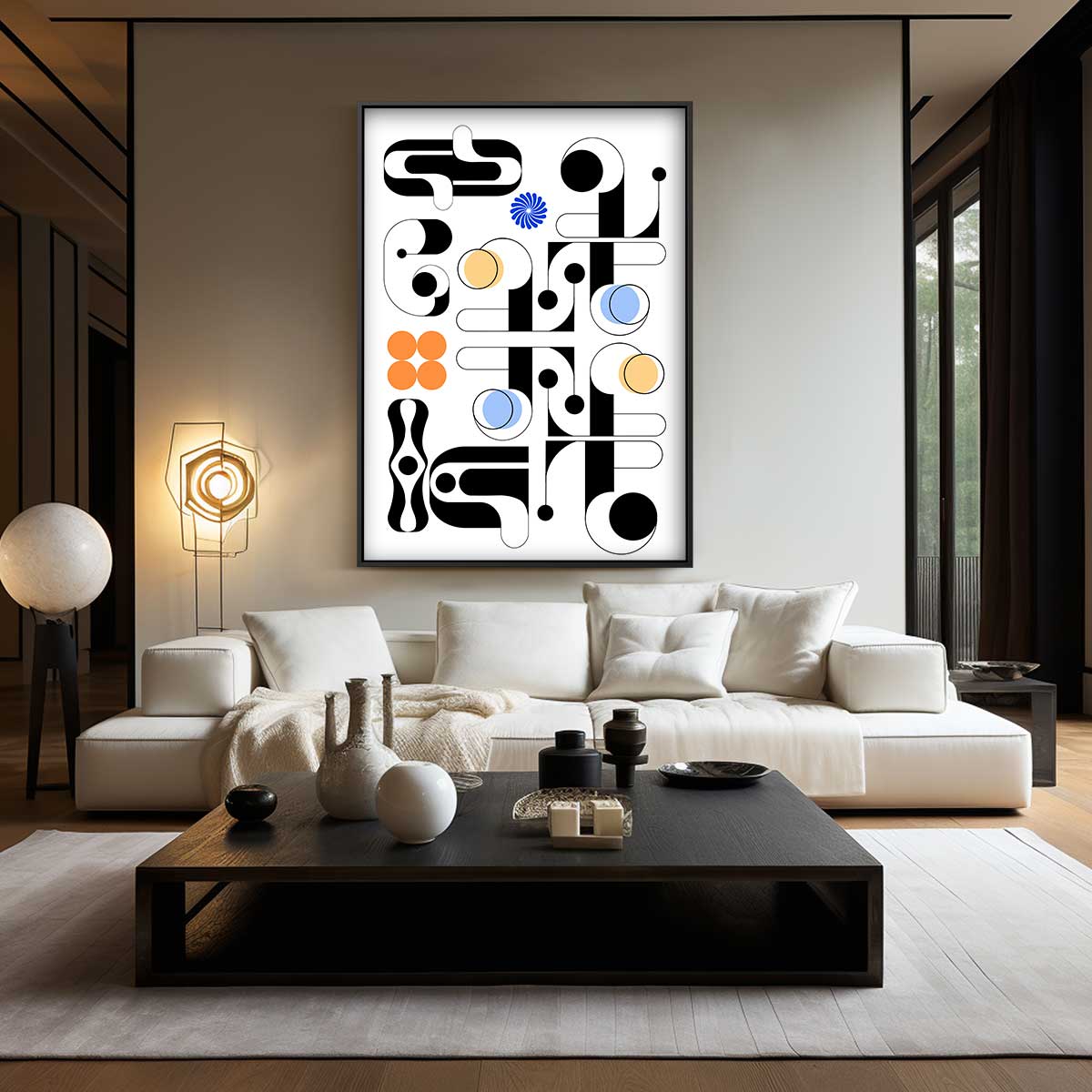 Abstracte Geometrische Compositie Kunstwerk-canvas-dibond-plexiglas-wanddecoratie-WallArtistic