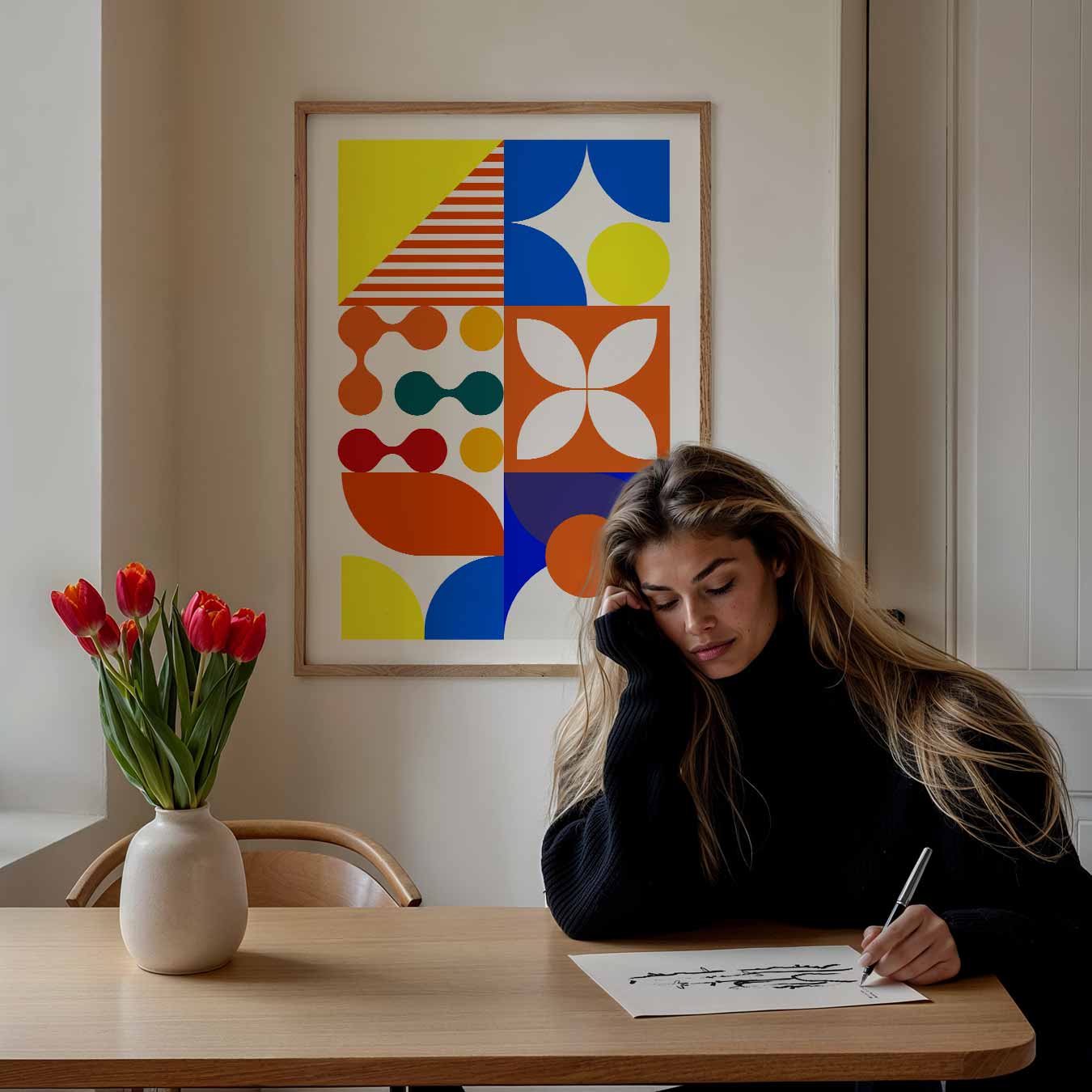 Vrolijke Geometrische Kunstposter