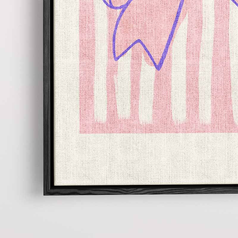 Speelse Strik op Roze Strepen Kunstwerk-canvas-dibond-plexiglas-wanddecoratie-WallArtistic