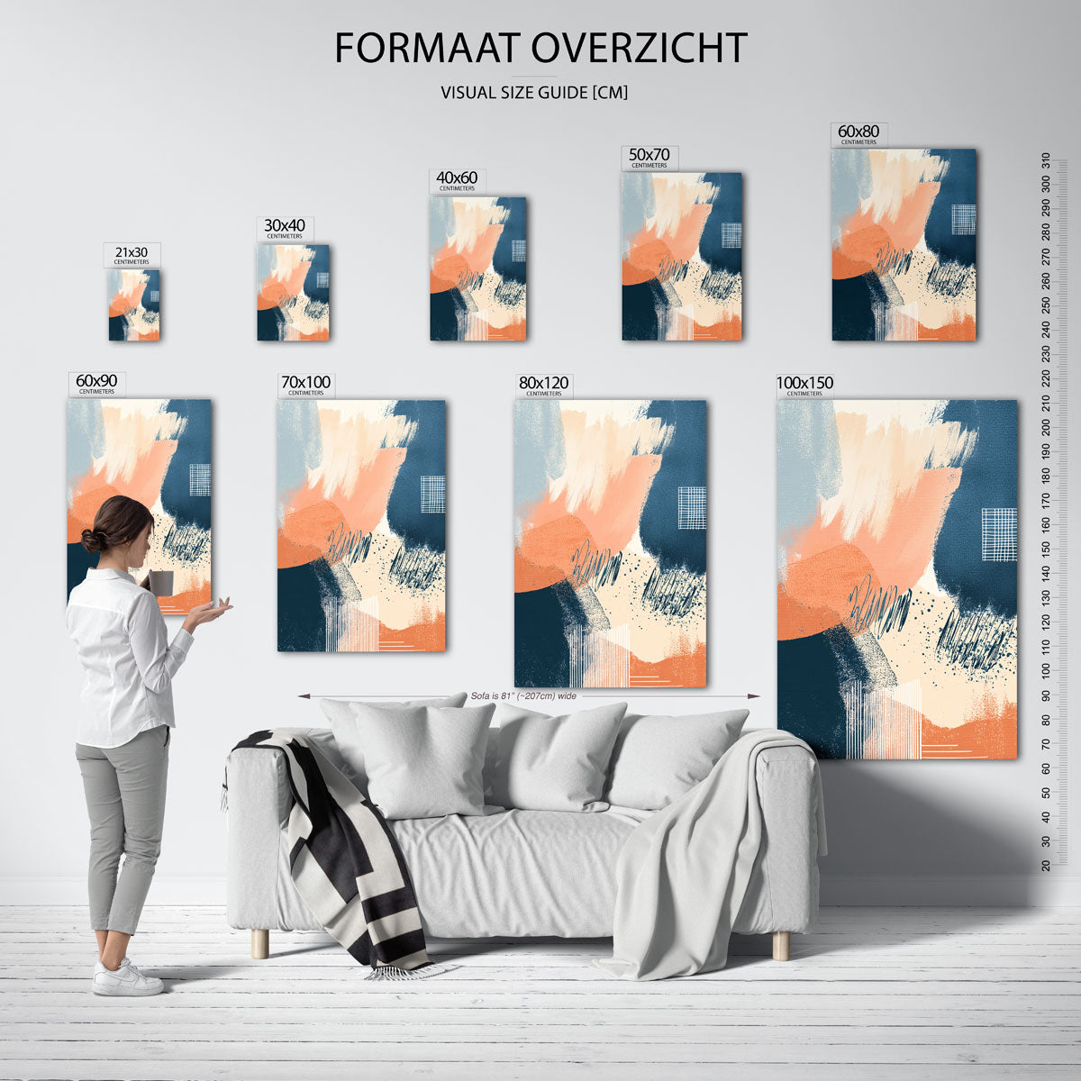 Abstracte penseelstreken Poster