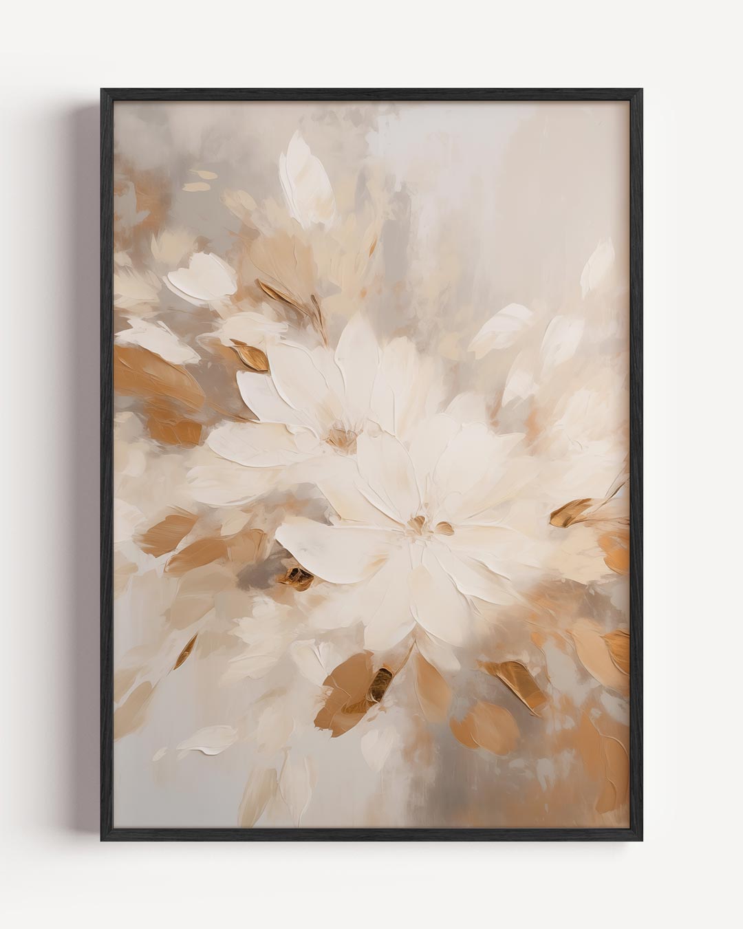 Elegante Bloemenpracht in Neutrale Tinten Poster-WallArtistic