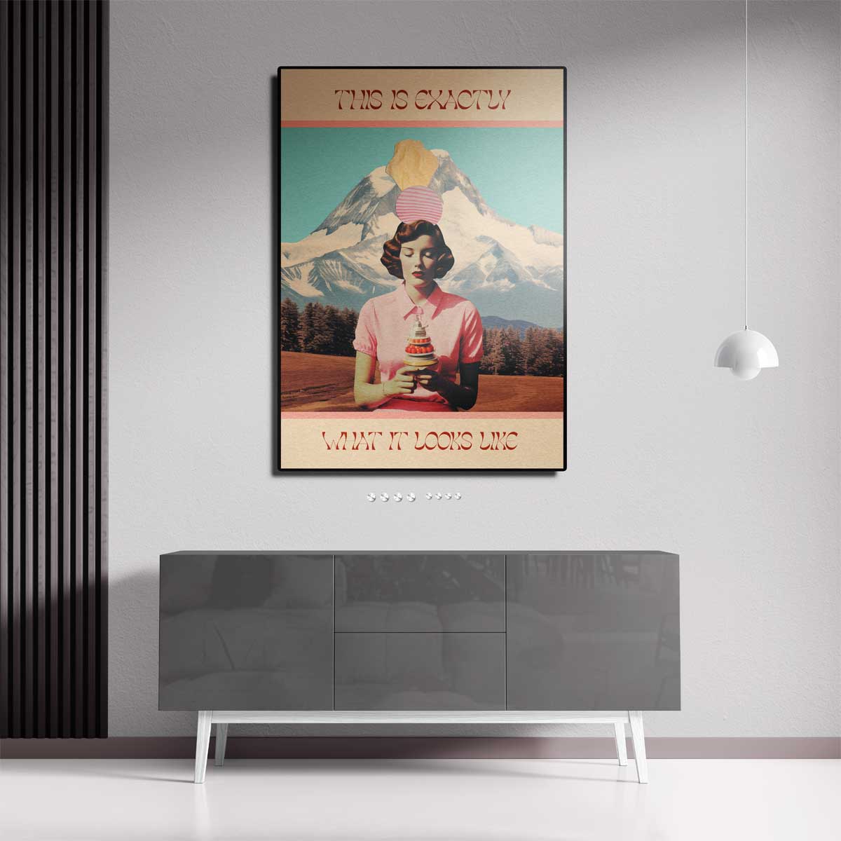 Surrealistische Dame met IJs Kunstwerk-canvas-dibond-plexiglas-wanddecoratie-WallArtistic