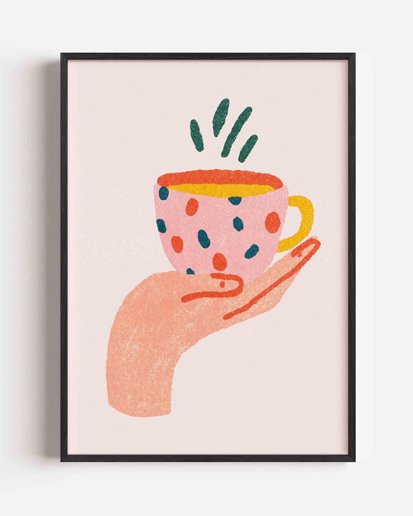 Hand met kopje Poster